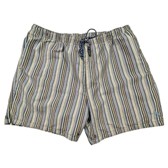 Tommy Bahama Men's Striped Reversible Swim Trunks SIZE-LARGE - Picture 1 of 11